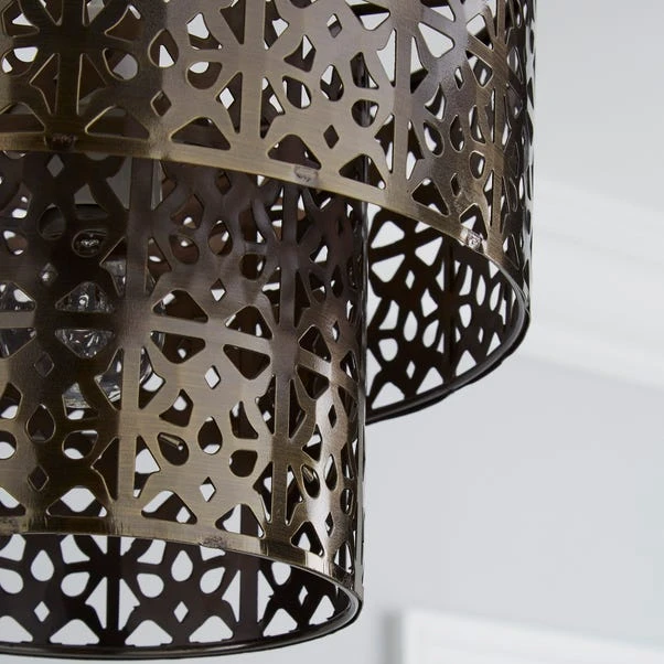 Cut Out 2 Tier Antique Brass Easy Fit Pendant 5 Cut Out 2 Tier Antique Brass Easy Fit Pendant - Image 3