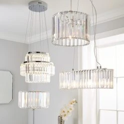 Acrylic Prism Chrome Easy Fit Pendant 10 Acrylic Prism Chrome Easy Fit Pendant -Dunelm Shop 1000028905 alt04