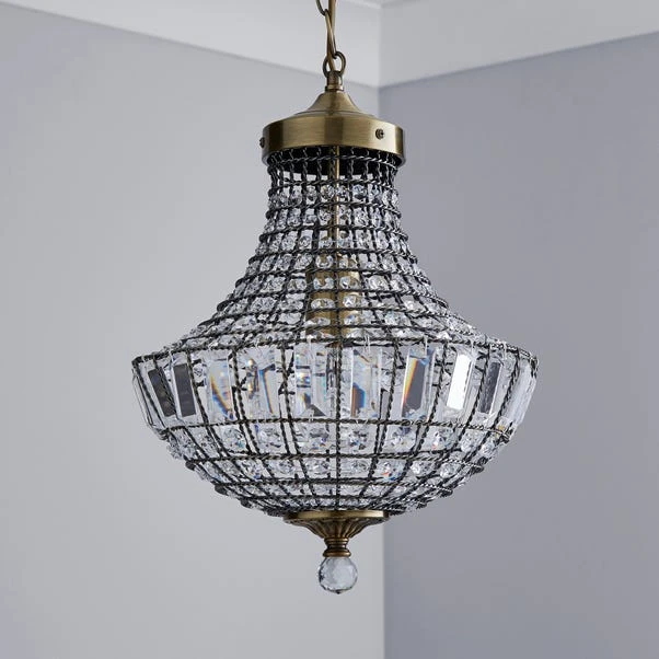 Dunelm Knightsbridge Crystal Antique Brass Chandelier 4 Dunelm Knightsbridge Crystal Antique Brass Chandelier - Image 2