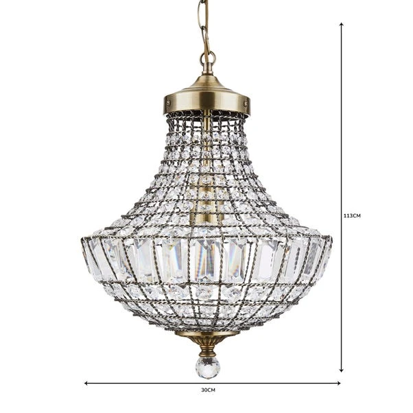 Dunelm Knightsbridge Crystal Antique Brass Chandelier 8 Dunelm Knightsbridge Crystal Antique Brass Chandelier - Image 6