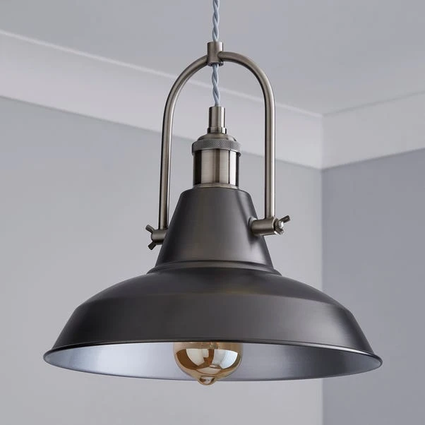 Dunelm Lucas Industrial 1 Light Pendant Pewter Ceiling Fitting 4 Dunelm Lucas Industrial 1 Light Pendant Pewter Ceiling Fitting - Image 2