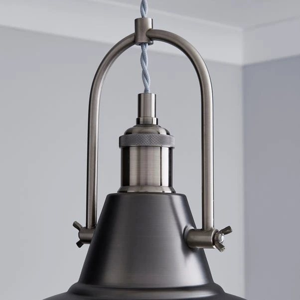 Dunelm Lucas Industrial 1 Light Pendant Pewter Ceiling Fitting 5 Dunelm Lucas Industrial 1 Light Pendant Pewter Ceiling Fitting - Image 3
