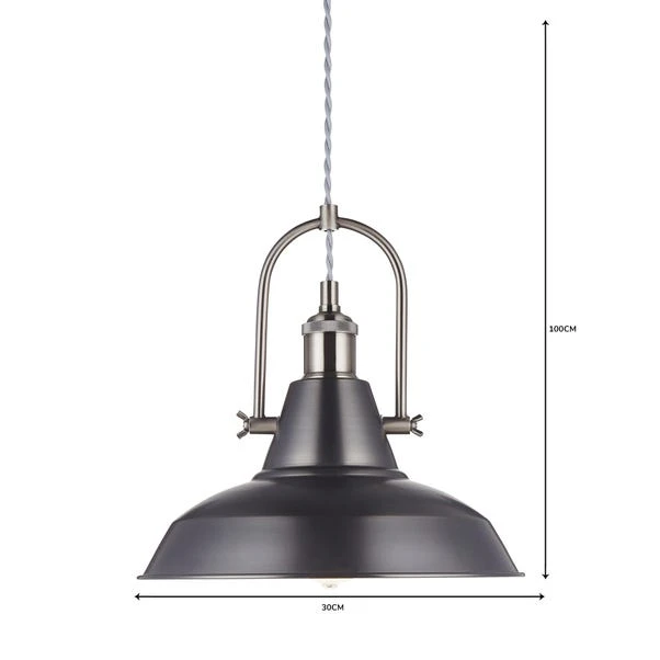 Dunelm Lucas Industrial 1 Light Pendant Pewter Ceiling Fitting 8 Dunelm Lucas Industrial 1 Light Pendant Pewter Ceiling Fitting - Image 6