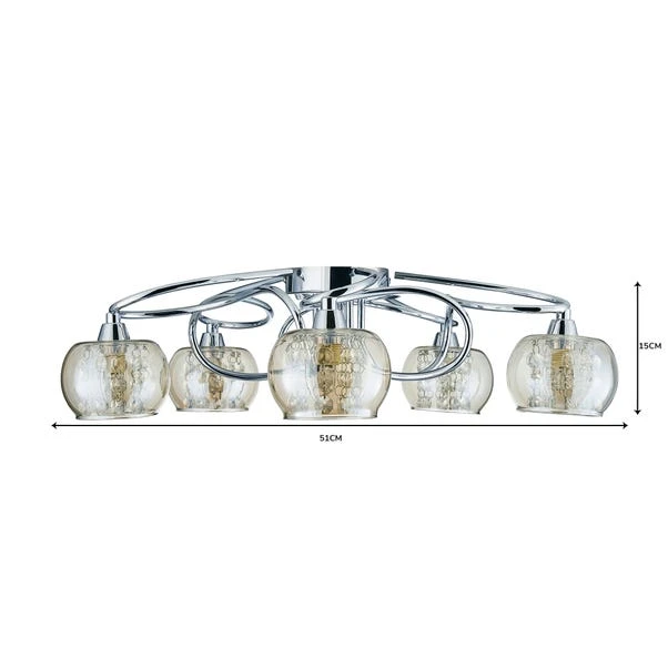 Dunelm Seychelles 5 Light Chrome Ceiling Fitting 8 Dunelm Seychelles 5 Light Chrome Ceiling Fitting - Image 6