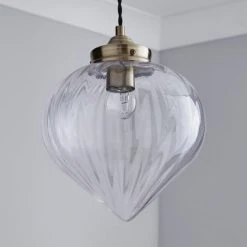 Dunelm Rio Voyager 1 Light Pendant Ribbed Glass Ceiling Fitting -Dunelm Shop 1000112039 alt01
