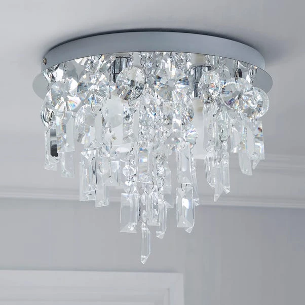 Dunelm Bel Air 3 Light Glass Bathroom Flush Ceiling Fitting 4 Dunelm Bel Air 3 Light Glass Bathroom Flush Ceiling Fitting - Image 2