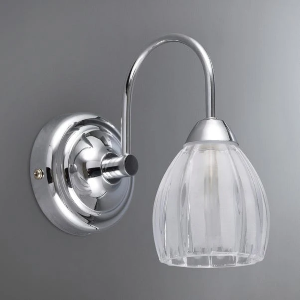Dunelm Julius Ribbed Glass Bathroom Wall Light 4 Dunelm Julius Ribbed Glass Bathroom Wall Light - Image 2
