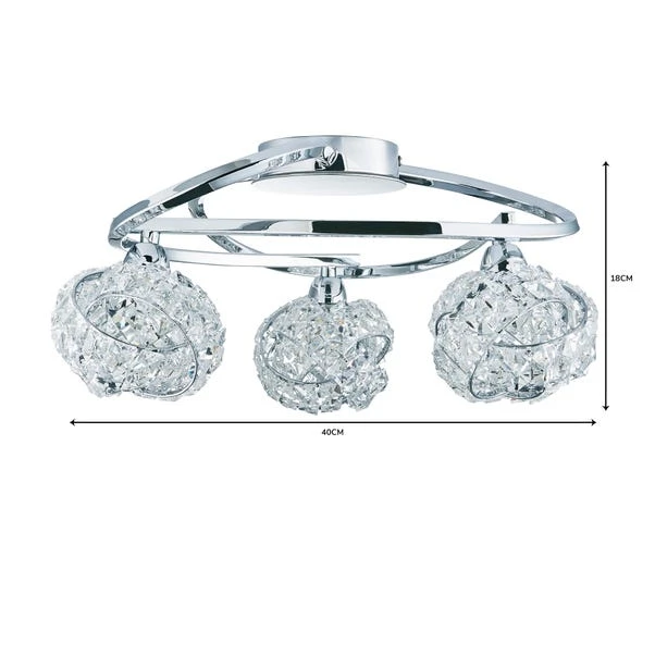 Dunelm Cecilie 3 Light Crystal Semi-Flush Ceiling Fitting 8 Dunelm Cecilie 3 Light Crystal Semi-Flush Ceiling Fitting - Image 6