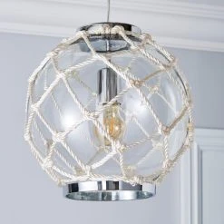 Dunelm Leah 1 Light Pendant Rope Glass Ceiling Fitting -Dunelm Shop 1000149081 alt01