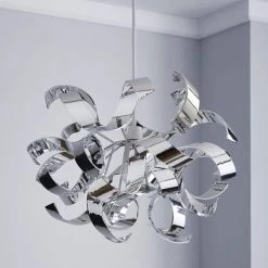 Dunelm Iris Ribbon Chrome Easy Fit Pendant -Dunelm Shop 1000149095 alt01