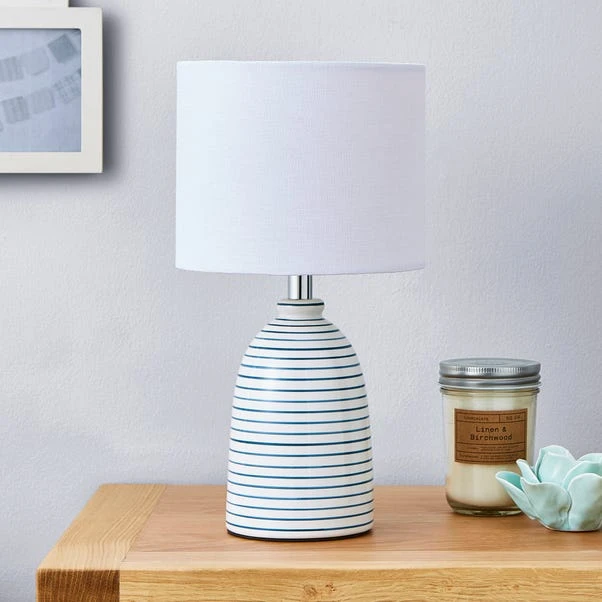 Dunelm Tenby Ceramic White And Blue Table Lamp 4 Dunelm Tenby Ceramic White And Blue Table Lamp - Image 2