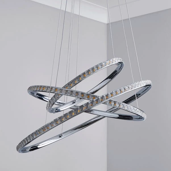 Dunelm Cali 3 Light Integrated LED Hoop Crystal Ceiling Fitting 4 Dunelm Cali 3 Light Integrated LED Hoop Crystal Ceiling Fitting - Image 2