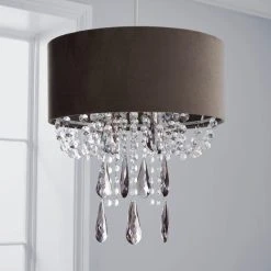 Dunelm Halle Velvet Jewel Grey Easy Fit Pendant -Dunelm Shop 1000149159 alt01