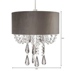 Dunelm Halle Velvet Jewel Grey Easy Fit Pendant -Dunelm Shop 1000149159 alt06