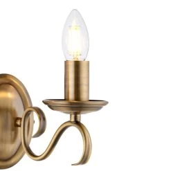 Vogue Lighting Vogue Bernice 2 Light Wall Light Antique Brass 10 Vogue Lighting Vogue Bernice 2 Light Wall Light Antique Brass -Dunelm Shop 1000156380 alt02