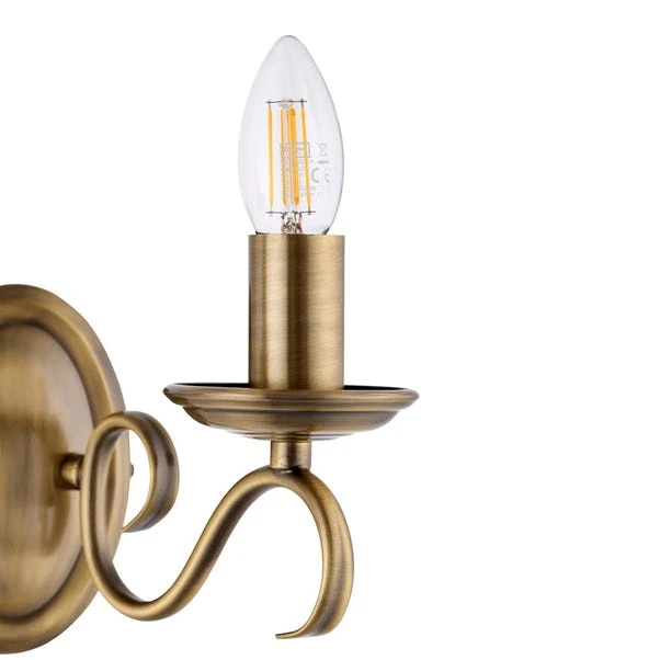 Vogue Lighting Vogue Bernice 2 Light Wall Light Antique Brass 6 Vogue Lighting Vogue Bernice 2 Light Wall Light Antique Brass - Image 4