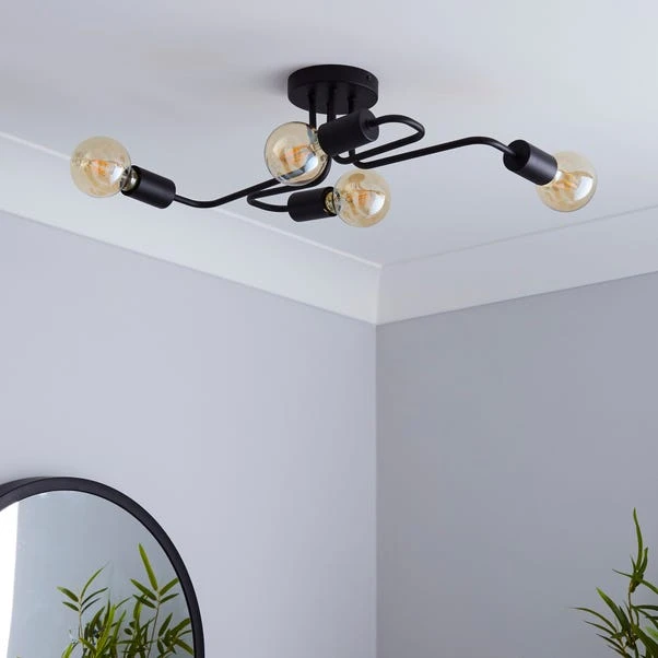 Dunelm Kacy 4 Light Black Flush Ceiling Fitting 4 Dunelm Kacy 4 Light Black Flush Ceiling Fitting - Image 2