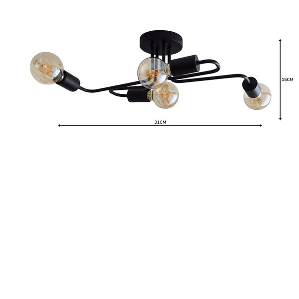 Dunelm Kacy 4 Light Black Flush Ceiling Fitting 7 Dunelm Kacy 4 Light Black Flush Ceiling Fitting - Image 5