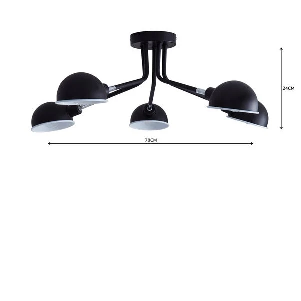 Elements Borr 5 Light Black Ceiling Fitting 7 Elements Borr 5 Light Black Ceiling Fitting - Image 5