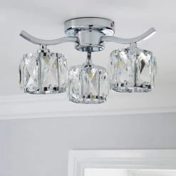 Dunelm Kleio 3 Light Glass Chrome Semi-Flush Ceiling Fitting -Dunelm Shop 1000157757 alt01