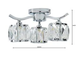 Dunelm Kleio 3 Light Glass Chrome Semi-Flush Ceiling Fitting -Dunelm Shop 1000157757 alt04