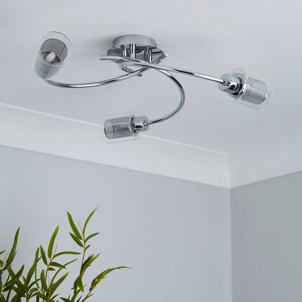 Dunelm Grace 3 Light Chrome Semi-Flush Ceiling Fitting 4 Dunelm Grace 3 Light Chrome Semi-Flush Ceiling Fitting - Image 2