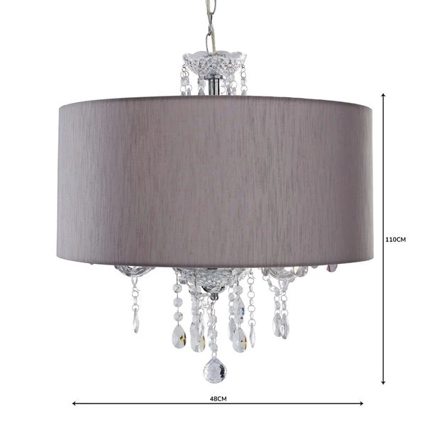 Dunelm Livia 3 Light Jewel Shaded Grey Chandelier 7 Dunelm Livia 3 Light Jewel Shaded Grey Chandelier - Image 5