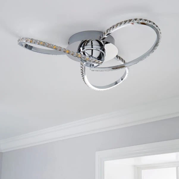 Dunelm Oria 3 Light Integrated LED Jewel Chrome Ceiling Fitting 4 Dunelm Oria 3 Light Integrated LED Jewel Chrome Ceiling Fitting - Image 2