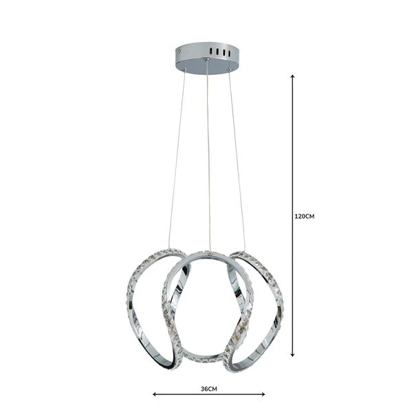 Dunelm Marsia 1 Light Integrated LED Swirl Jewel Chrome Ceiling Fitting 7 Dunelm Marsia 1 Light Integrated LED Swirl Jewel Chrome Ceiling Fitting - Image 5