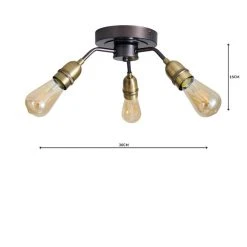 Dunelm Marsden 3 Light Antique Brass Industrial Semi-Flush Ceiling Fitting -Dunelm Shop 1000158476 alt04
