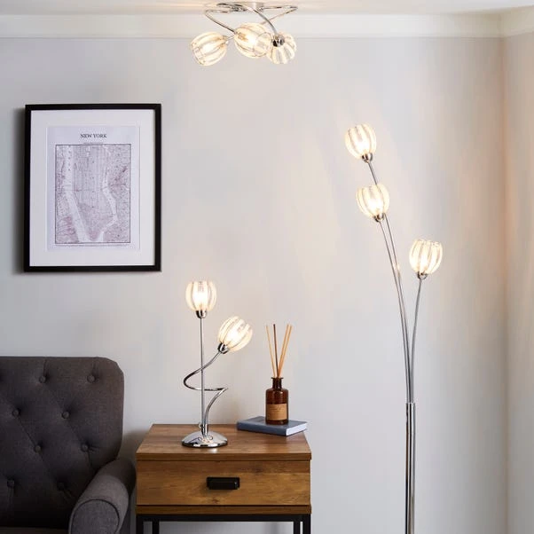 Dunelm Rosa 3 Light Chrome Floor Lamp 8 Dunelm Rosa 3 Light Chrome Floor Lamp - Image 6