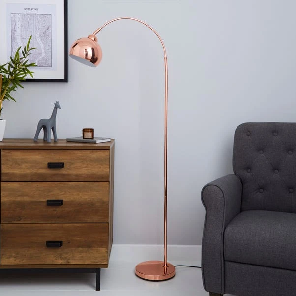 Dunelm Herm Arc Copper Floor Lamp 4 Dunelm Herm Arc Copper Floor Lamp - Image 2