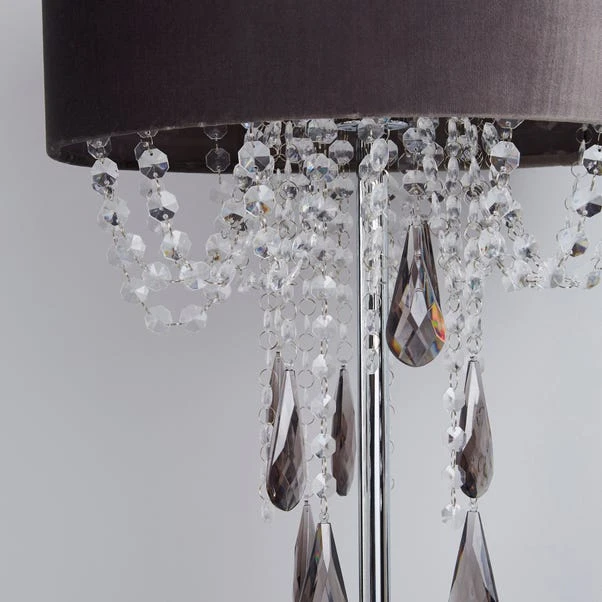 Dunelm Halle French Velvet Jewel Charcoal Floor Lamp 5 Dunelm Halle French Velvet Jewel Charcoal Floor Lamp - Image 3