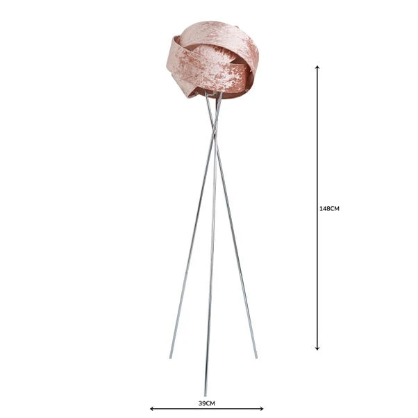 Dunelm Harley Crushed Velvet Blush Floor Lamp 7 Dunelm Harley Crushed Velvet Blush Floor Lamp - Image 5