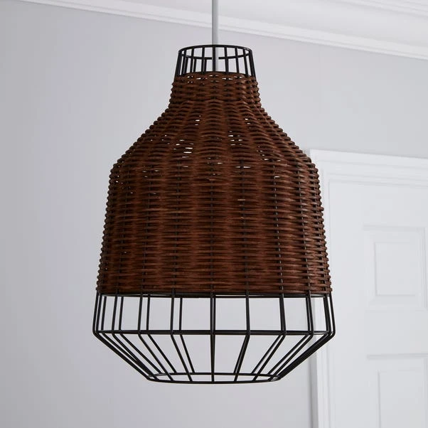 Dunelm Ohio Dark Rattan Easy Fit Pendant 4 Dunelm Ohio Dark Rattan Easy Fit Pendant - Image 2