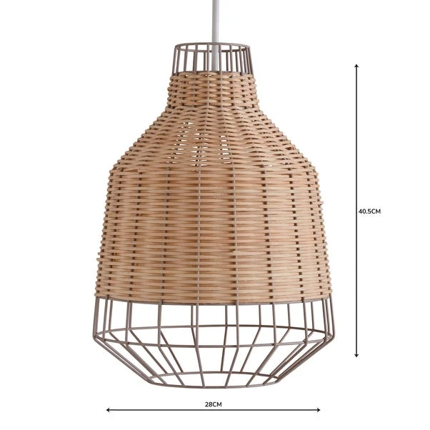 Dunelm Ohio Light Rattan Easy Fit Pendant 6 Dunelm Ohio Light Rattan Easy Fit Pendant - Image 4