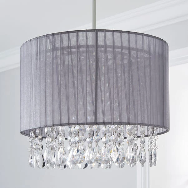 Dunelm Riah Jewel Shade Grey Easy Fit Pendant 4 Dunelm Riah Jewel Shade Grey Easy Fit Pendant - Image 2