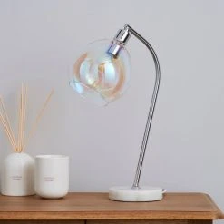 Elements Latisha Iridescent Glass Marble Base Task Desk Lamp -Dunelm Shop 1000158723 alt01