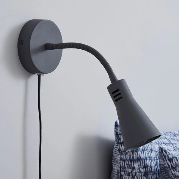 Dunelm Nola Adjustable Easy Fit Plug In Wall Light Grey 4 Dunelm Nola Adjustable Easy Fit Plug In Wall Light Grey - Image 2