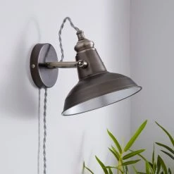 Dunelm Lucas Industrial Easy Fit Plug In Wall Light Pewter 9 Dunelm Lucas Industrial Easy Fit Plug In Wall Light Pewter -Dunelm Shop 1000158758 alt01