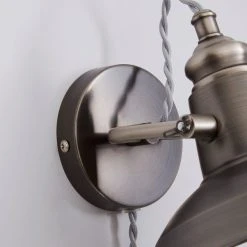 Dunelm Lucas Industrial Easy Fit Plug In Wall Light Pewter 11 Dunelm Lucas Industrial Easy Fit Plug In Wall Light Pewter -Dunelm Shop 1000158758 alt03