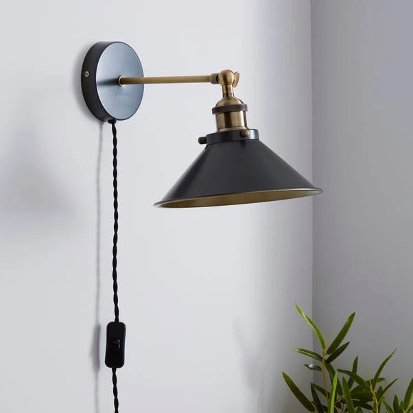 Dunelm Logan Grey Industrial Easy Fit Plug In Wall Light 4 Dunelm Logan Grey Industrial Easy Fit Plug In Wall Light - Image 2