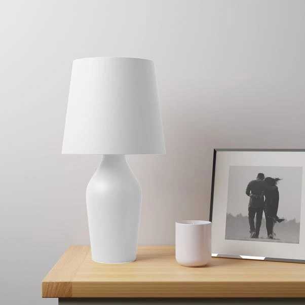 Dunelm Ava Stoneware White Table Lamp 4 Dunelm Ava Stoneware White Table Lamp - Image 2