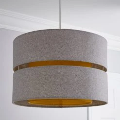 Dunelm Frea Lennox 45cm Ochre Drum Shade -Dunelm Shop 1000169157 alt01