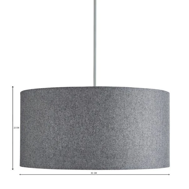 Dunelm Marl Felt 45cm Grey Drum Shade 7 Dunelm Marl Felt 45cm Grey Drum Shade - Image 5