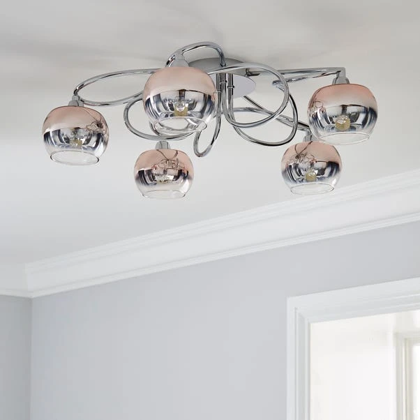 Dunelm Seychelles Blush Pink 5 Light Flush Ceiling Fitting 4 Dunelm Seychelles Blush Pink 5 Light Flush Ceiling Fitting - Image 2