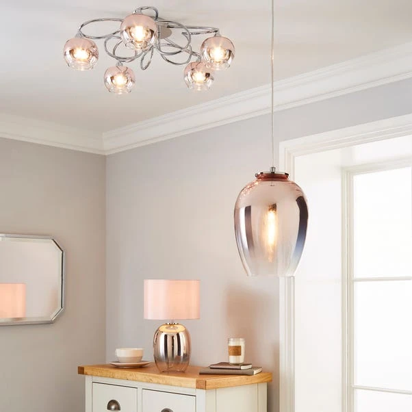 Dunelm Seychelles Blush Pink 5 Light Flush Ceiling Fitting 8 Dunelm Seychelles Blush Pink 5 Light Flush Ceiling Fitting - Image 6