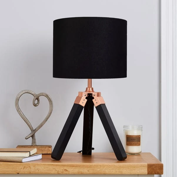 Dunelm Trio Tripod Black And Copper Table Lamp 4 Dunelm Trio Tripod Black And Copper Table Lamp - Image 2
