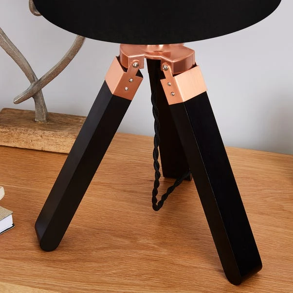 Dunelm Trio Tripod Black And Copper Table Lamp 6 Dunelm Trio Tripod Black And Copper Table Lamp - Image 4