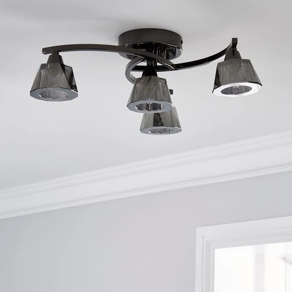 Dunelm Vanessa Smoked 4 Light Flush Ceiling Fitting 4 Dunelm Vanessa Smoked 4 Light Flush Ceiling Fitting - Image 2